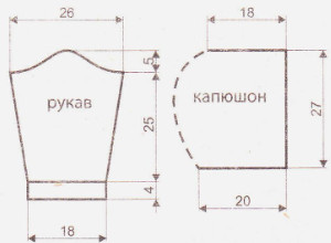 Вязание спицами. Выкройка детской курточки с капюшоном для мальчика 3-х лет