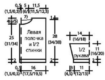 Вязание спицами. Выкройка детского жакетика. Размеры: 74/80 (86/92 и 98/104)
