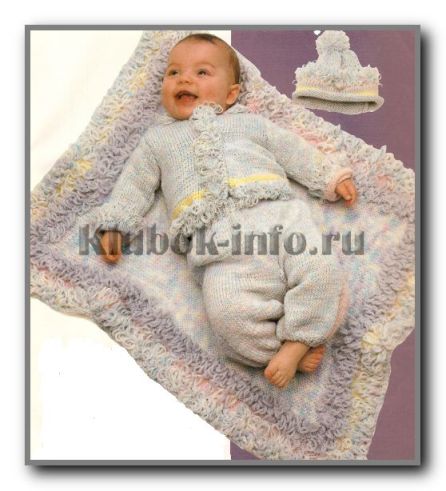Вязание спицами. Жакетик, штанишки, шапочка и покрывало, на 3-6 месяцев Вязание спицами. Вязание спицами. Жакетик, штанишки, шапочка и покрывало, на 3-6 месяцев