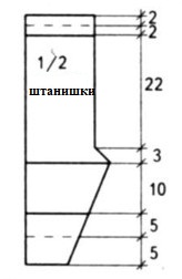 Вязание спицами. Выкройка жилета, штанишек и гетры-носки на 2-3 года
