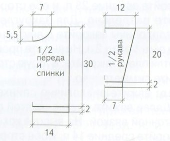 Вязание спицами. Выкройка детского пуловера. Размеры: на 1,5-2 года