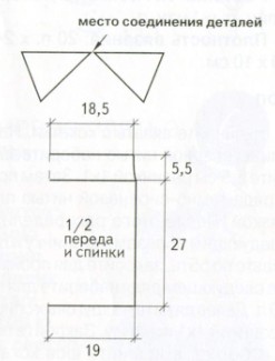 Вязание спицами. Выкройка детского топа для девочки 5 лет
