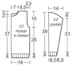 Вязание спицами. Выкройка детского джемпера для девочки 4-6 лет