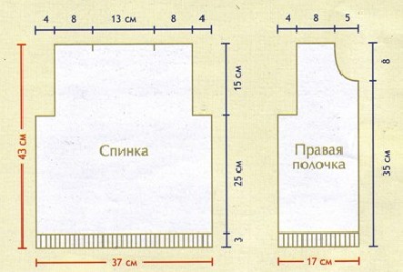 Вязание спицами. Выкройка жакет на пуговицах для девочки 6 лет