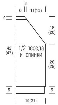 Вязание спицами. Выкройка детского пуловера с рукавами реглан. Размер: на 8 (10) лет