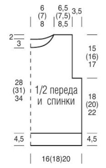 Вязание спицами. Выкройка детского пуловера. Размер: на 4 (6) 8 лет Вязание спицами. Выкройка детского пуловера. Размер: на 4 (6) 8 лет