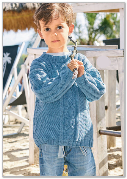 Пуловер с миксом узоров, на 4-9 лет