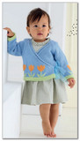 Кофточка с запАхом и интарсией Тюльпаны, на 3-8 лет