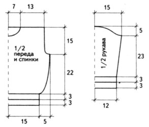 Вязание спицами. Выкройка жакета с капюшоном для девочки 3-4 лет