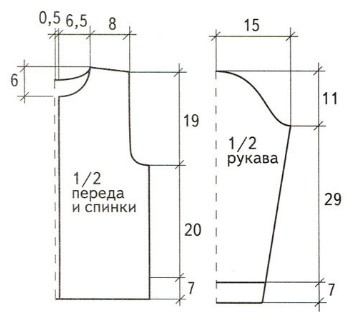 Вязание спицами, выкройка жакета для девочки на 8-9 лет