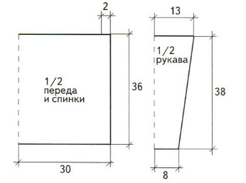 Вязание спицами, выкройка пуловера с кокеткой для девочки на 9-10 лет