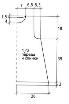 Вязание спицами. Выкройка платья-туники для девочки 6-7 лет
