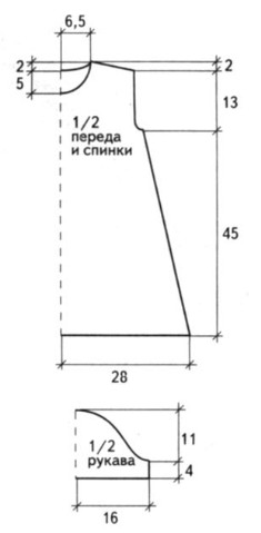 Вязание спицами. Выкройка платья для девочки 6-7 лет