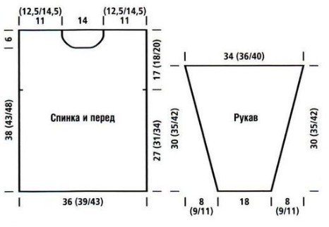 Вязание спицами. Выкройка свитера на мальчика 5, 9 и 10 лет