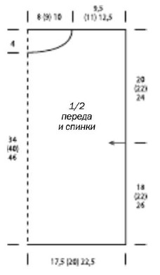 Вязание спицами. Выкройка прямой безрукавки для девочки 2/3 (4/5) 5/7 лет