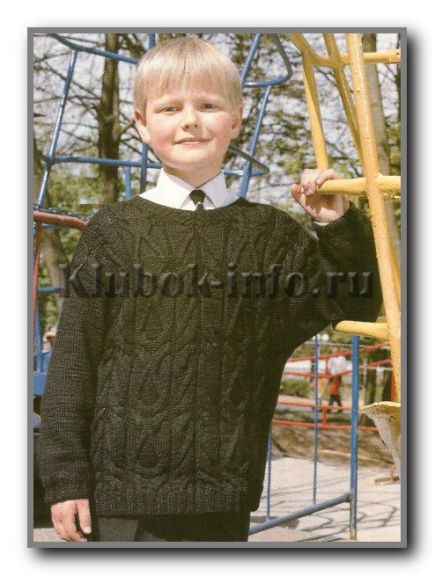 Вязание спицами. Черный пуловер для мальчика подростка 12 лет Вязание спицами. Черный пуловер для мальчика подростка 12 лет
