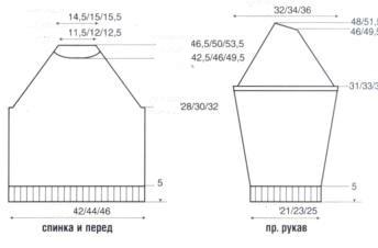 Выкройка джемпера-реглан для мальчика 10, 12 и 14 лет