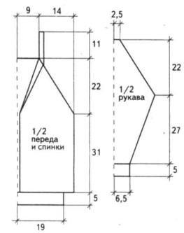 Вязание спицами. Выкройка жакета-реглана для мальчика 10-12 лет
