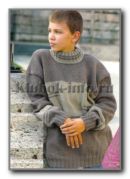 Вязание спицами. Джемпер для мальчика подростка 13-14 лет