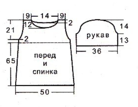 Вязание спицами. Выкройка платья-туники для девочки 11-12 лет