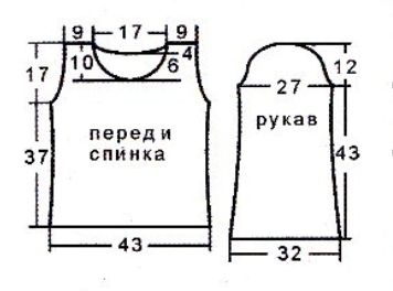 Вязание спицами. Выкройка джемпера для девочки 11-12 лет