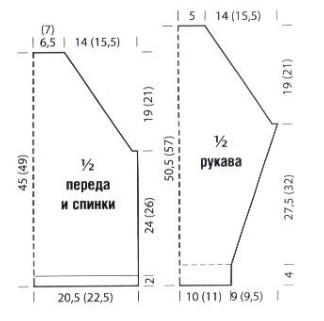 Вязание спицами. Выкройка джемпера-реглана для девочки 6-7 и 10-12 лет Вязание спицами. Цветной полосатый комплект: джемпер-реглан, берет и гетры для девочки 6-7 и 10-12 лет