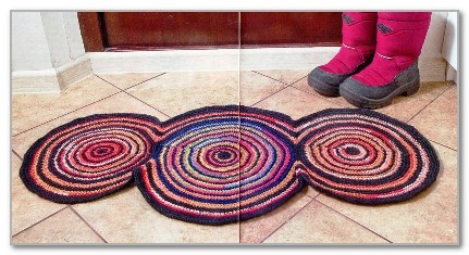 Вязание крючком. Меланжевый коврик Летающая тарелка из трех кругов