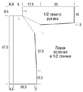 Вязание крючком. Выкройка женского пальто. Размеры: 36/38