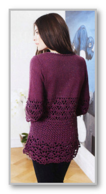 Вязание крючком. Однотонная туника с кружевной отделкой. Размеры: S (М) L (XL)