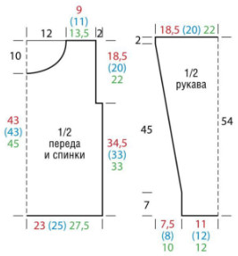Вязание крючком. Выкройка короткого прямого женского пуловера. Размеры: 36/38 (40/42) 44/46 Вязание крючком. Выкройка короткого прямого женского пуловера. Размеры: 36/38 (40/42) 44/46