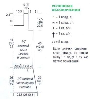 Вязание крючком. Выкройка женской летней туники без рукавов. Размеры: 36/38 (40/42) 44/46 Вязание крючком. Выкройка женской летней туники без рукавов. Размеры: 36/38 (40/42) 44/46