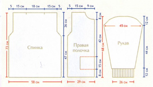 Вязание спицами. Выкройка мужского жакет с прорезными карманами и отложным воротником. Размер: 54-56 Вязание спицами. Выкройка мужского жакет с прорезными карманами и отложным воротником. Размер: 54-56