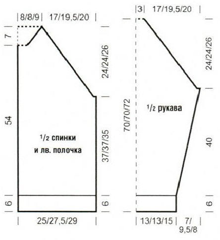 Вязание спицами. Выкройка мужского жакета-реглан. Размер: 44-46 (48-50; 52-54) Вязание спицами. Выкройка мужского жакета-реглан. Размер: 44-46 (48-50; 52-54)
