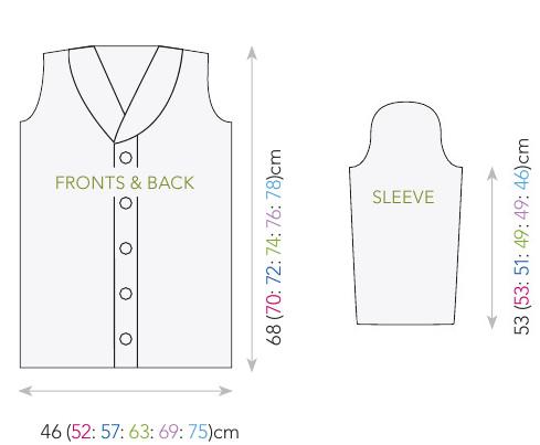 Жакет на пуговицах, с шалевым воротником, и косами. Размер: XS/S (M; L; XL; XXL; XXXL) Вязание спицами. Жакет на пуговицах, с шалевым воротником, и косами. Размер: XS/S (M; L; XL; XXL; XXXL)