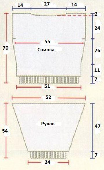Вязание спицами. Выкройка мужского пуловера. Размер 46-48 Вязание спицами. Выкройка мужского пуловера. Размер 46-48