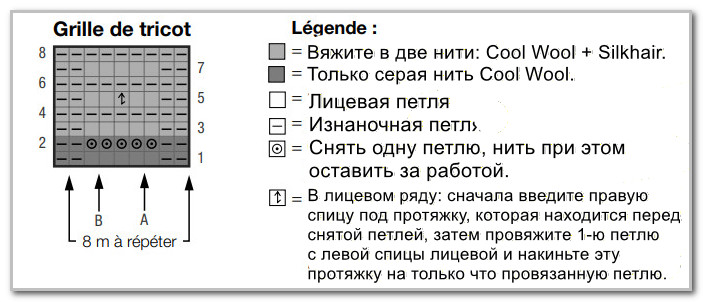 Двухцветный свитер с мохером. Размеры: 48/50 (52/54) 56 схема узора