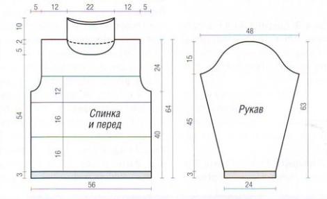 Вязание спицами. Выкройка мужского пуловера с круглым вырезом. Размеры 50-52 Вязание спицами. Выкройка мужского пуловера с круглым вырезом. Размеры 50-52