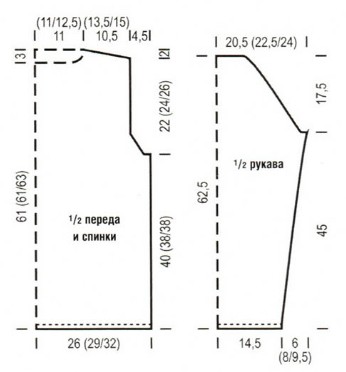 Вязание спицами. Выкройка мужского свитера-водолазки. Размер 44-46 (48-50; 52-54)