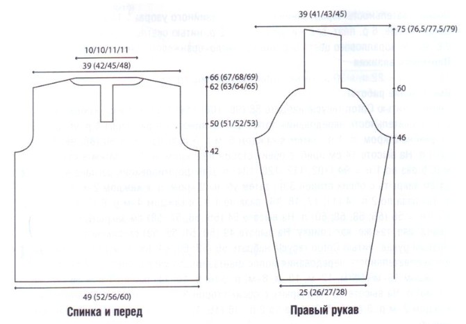 Вязание спицами. Выкройка мужского пуловера-поло размер 50 (52; 54; 56)