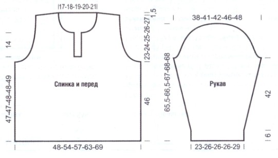 Вязание спицами. Выкройка мужского джемпера. Размер Размер XS (S; М; L; XL)