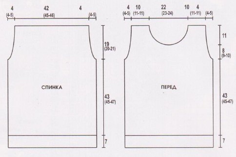 Вязание спицами. Выкройка мужского пуловера. Размер 46/48 (50-52) Вязание спицами. Выкройка мужского пуловера. Размер 46/48 (50-52)