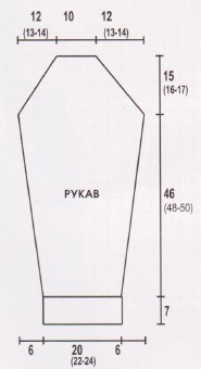 Вязание спицами. Выкройка мужского пуловера. Размер 46/48 (50-52)
