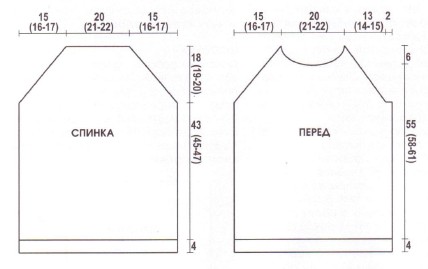 Вязание спицами. Выкройка мужского пуловера-реглан. Размер 46/48 (50-52) Вязание спицами. Выкройка мужского пуловера-реглан. Размер 46/48 (50-52)