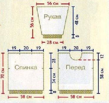 Вязание спицами. Выкройка мужского пуловера с круглым вырезом горловины. Размер:50-52