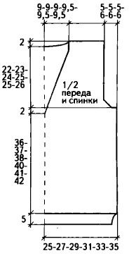 Вязание спицами. Выкройка мужского пуловера с V-вырезом. Размер XS(S)M(L)XL(XXL)