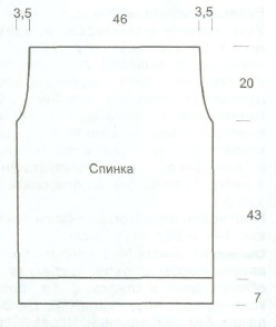Вязание спицами. Выкройка мужской безрукавки с V-вырезом. Размеры: 50