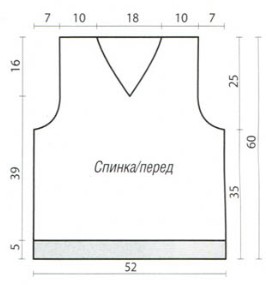 Вязание спицами. Выкройка мужской безрукавки, размер 48-50