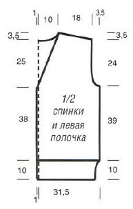 Вязание спицами. Выкройка мужского жилета, размер 50-54