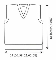 Вязание спицами. Выкройка мужской безрукавки, размер XS, S, М, L, XL