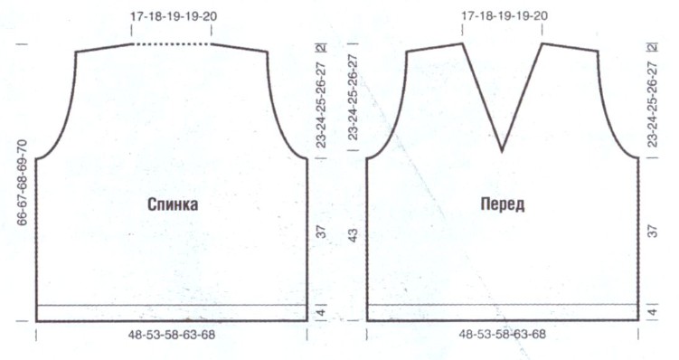 Вязание спицами. Выкройка мужской безрукавки с V-вырезом, размер XS (S; М; L; XL)
